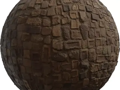 Cobblestone Courtyard With Mud PBR Texture Texture