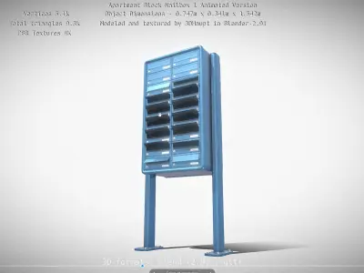 Apartment Block Mailbox 1 Animated Version Low-poly 3D model