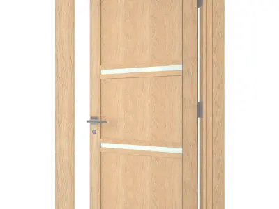 Door-038 wooden door with glass panels 3D model
