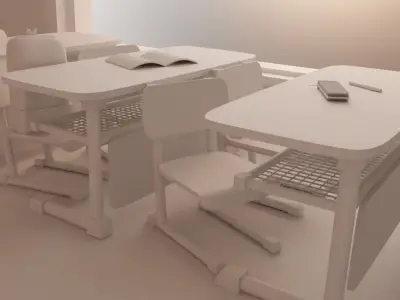 Blender class room Low-poly 3D model