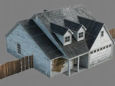 Abandoned Residential House v3 Low-poly 3D model