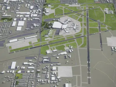Milwaukee - Mitchell International Airport - MKE Low-poly 3D model