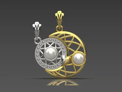 moon and sun pearl pendant pp0019 3D print model