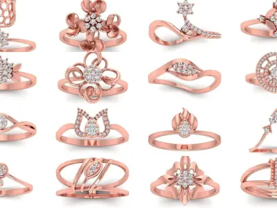 170 Wedding Engagement Women Light Weight Rings Collection 3D Model Pack