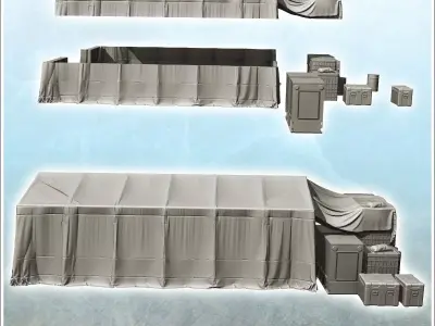 Base camp in canvas with ammunition boxes 4 3D print model