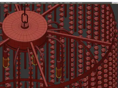 Crystal Wind Chimes Bronze Chandelier Low-poly 3D model