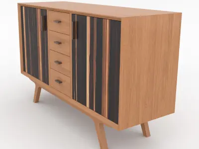 Mid-Century Modern Sideboard 120 Oslo Low-poly 3D model