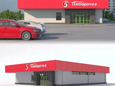 set of public buildings 3D Model Pack