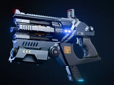 Cyberpunk Game-Ready Handgun Low-poly 3D model