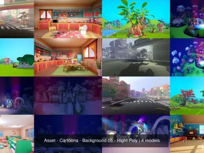Asset - Cartoons - Background 05 - Hight Poly 3D Model Pack