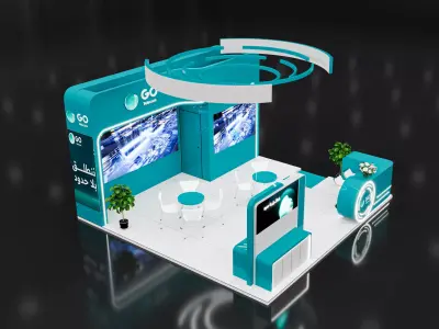 booth 6x6 3 side open  3D model