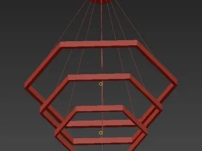 Brushed Champagne 3 Tier LED Pendant Light 3D model