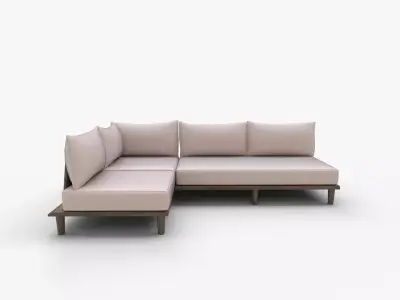 Baixa 3-Piece Wood Modern Outdoor Sectional Sofa 3D model