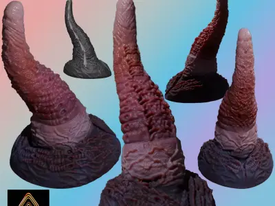 Alien Tentacle Toy Rigged Lowpoly and Highpoly Low-poly 3D model