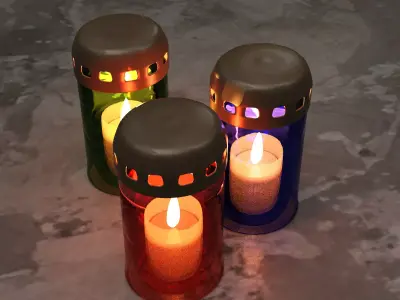 Simple Cemetery Candle Set Free low-poly 3D model