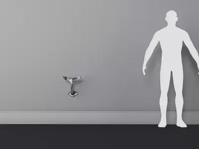 Whale Tail Hook Metal Decor Low-poly 3D model