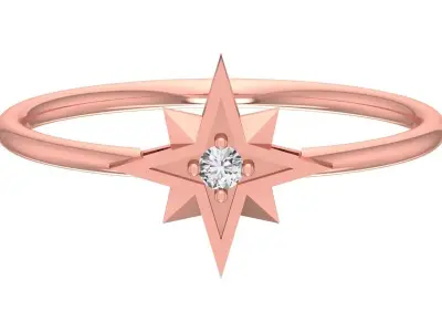 Solitaire Women Light Weight Band Ring 3D print model 11