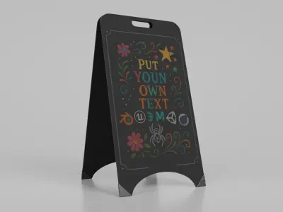 Customizable Black Modern A-Frame Chalkboard Sign Low-poly 3D model