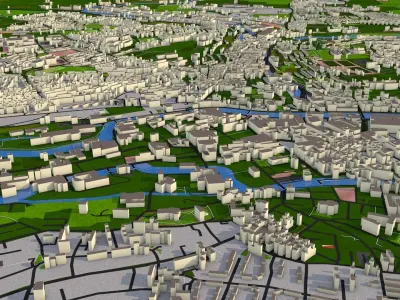 Cork City Ireland 2021 data Low-poly 3D model