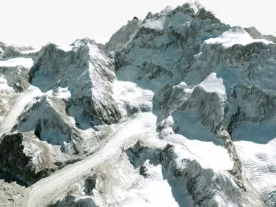 Mountain landscape Kanchenjunga  Himalayas 3D model