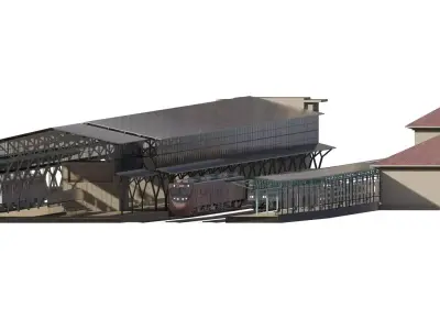 FICTIONAL STATION WITH 3 TYPES OF ELECTRIC TRAINS 3D model