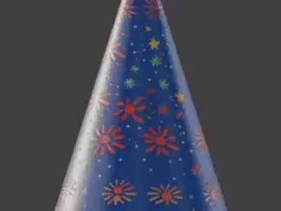 Stylized 3D Cartoon New Year Party Hat Low-poly 3D model