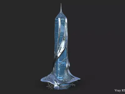 Futuristic Skyscraper High Detail 3D model