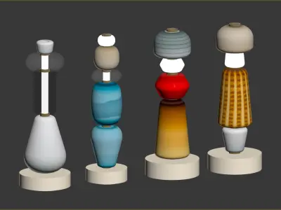 Colorful blown-glass totems by Luca Nichetto 3D model
