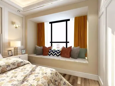 Modern European bedroom Vray 3Dmax model-o10 3D model
