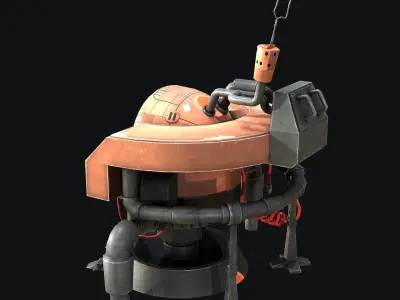Sci-Fi Consolo Computer Base 7 Low-poly 3D model