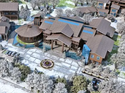 Winter Resort Lodge Complex 3D model