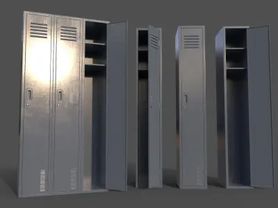 PBR School Gym Locker 03 - Grey Low-poly 3D model