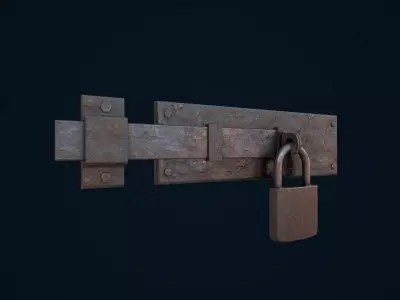 Metal Door Lock Low-poly 3D model