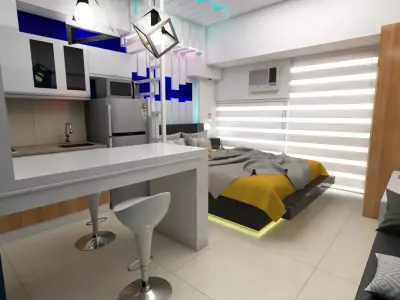 23 sqm  flat interior scene 3D model