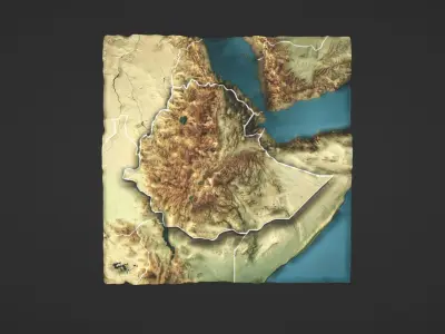 Ethiopia Map Topography Low-poly 3D model