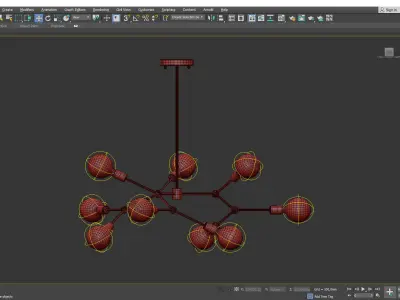 LEGYI modern brass chandelier with clear glass balls Low-poly 3D model
