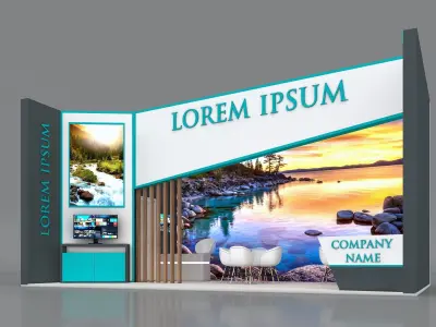 Booth Exhibition Stand Stall 8x4m Height 400 cm 1 Side Open 3D model