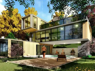 modular container home 3d model Low-poly 3D model