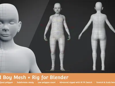 Base Meshes Child Starter Kit Low-poly 3D model