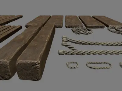 Woods  and  Ropes Low-poly 3D model