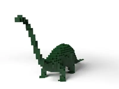 Bronchosaurus Minecraft Voxel Low-poly 3D model