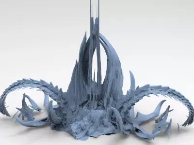 Kraken Under Ocean Temple Mountains 3D model