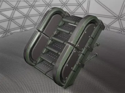 Sci-Fi Stairs - 29 - Green Version Low-poly 3D model