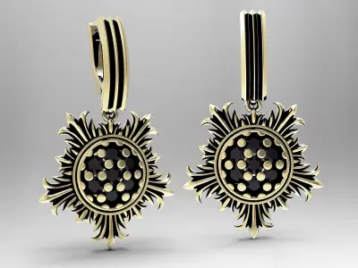 Sun earrings 3D print model