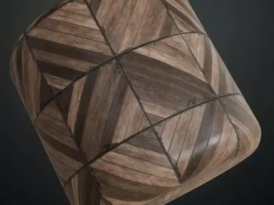 Geometric Triangle Inlay Dark Wood Parquet PBR Seamless Texture