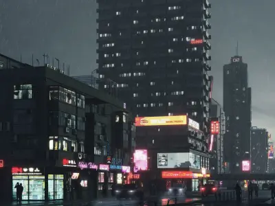 Cyber City Low-poly 3D model