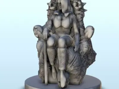 Sexy alien princess on throne 12 - Future Sci-Fi SF Post apocaly 3D print model