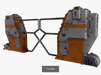 Turnstiles and Barricade 3D Model Pack