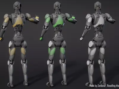 Rigged colored robot low-poly 3d model v3 Low-poly 3D model