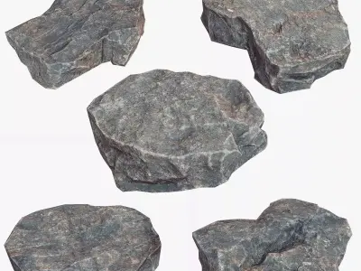 Stone Debris Piece Collection Low-poly 3D model